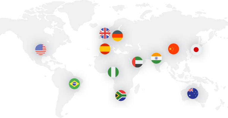 World map with different flags